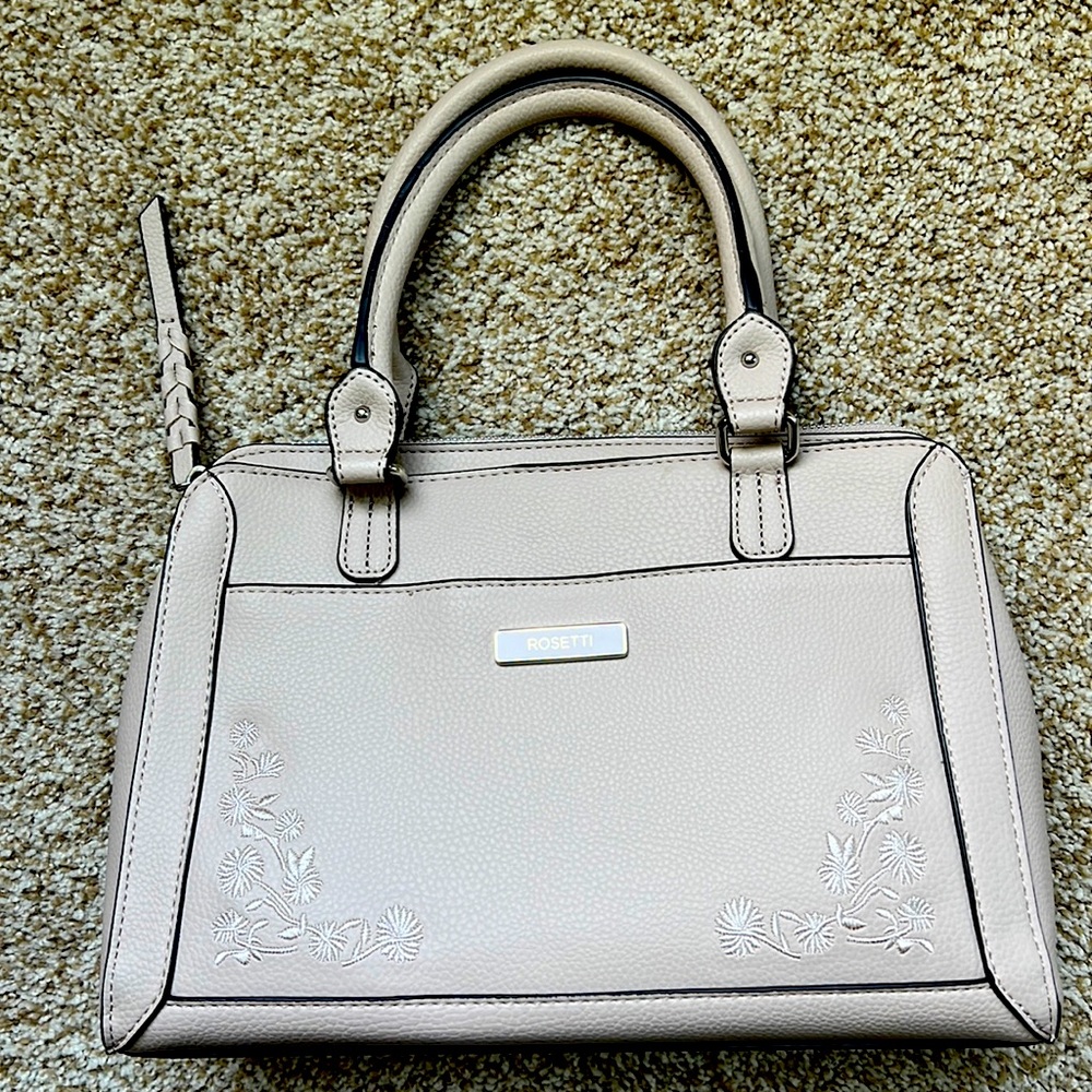 Rossetti tan floral embroidery handbag with shoulder strap - new without tags